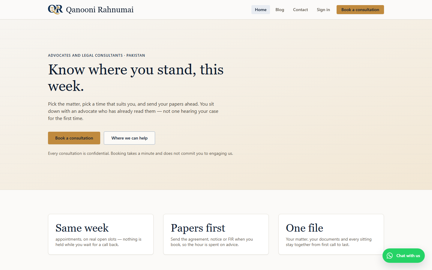 Qanooni Rahnumai homepage